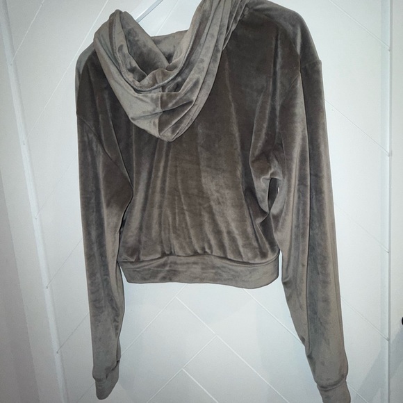 Skims velour hooded hoodie jacket cropped gunmetal grey sz. Large - Picture 3 of 7